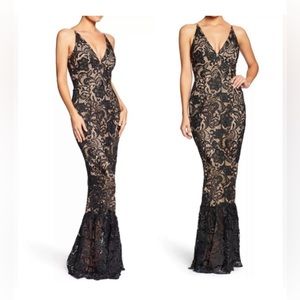 Dress the Population Sophia Lace Mermaid Gown Black